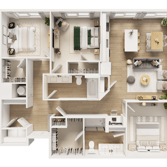 Thumbnail 1 of 2 Two bedroom 3D floor plan with spacious living area at The Terrace Apartments, Frederick