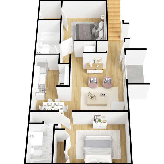 Thumbnail 1 of 4 3d rendering of Floor plan - 2 bedroom 2 bath at Aqua Bay Apartments in Naples, FL 34116