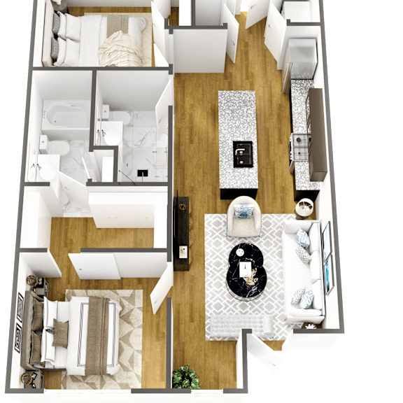Thumbnail 1 of 14 Two Bedroom Floor Plan at Wesmont, Indianapolis, IN