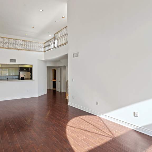living room with loft space