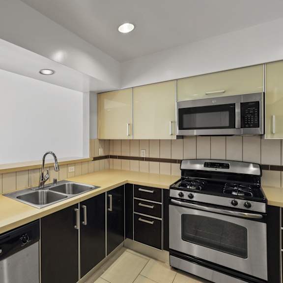 kitchen with stainless-steel stove, microwave oven, and dishwasher