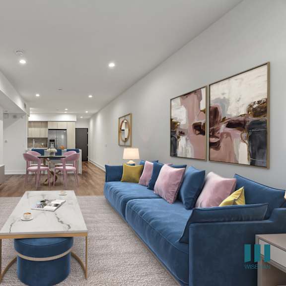 open-concept kitchen, dining, and living room space