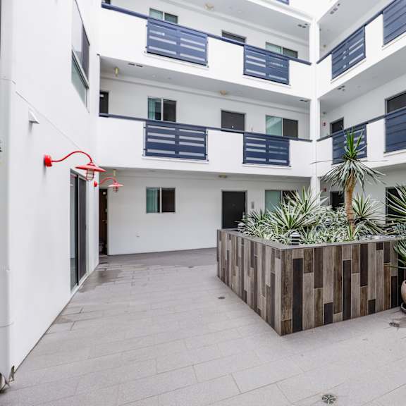 a view of the building from the courtyard
