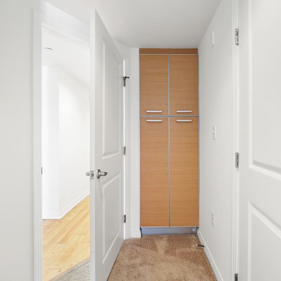 bedroom with built-in cabinet storage