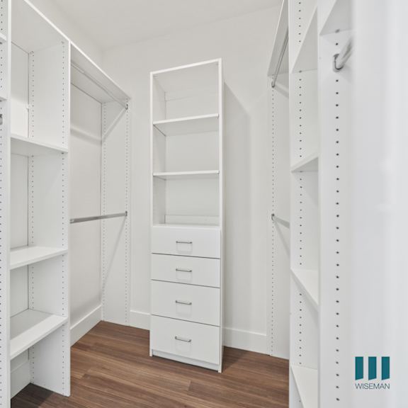 walk-in closet with built-in organizers and shelving