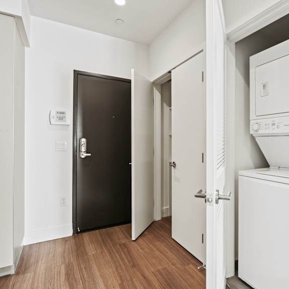front entrance and in-suite washer & dryer