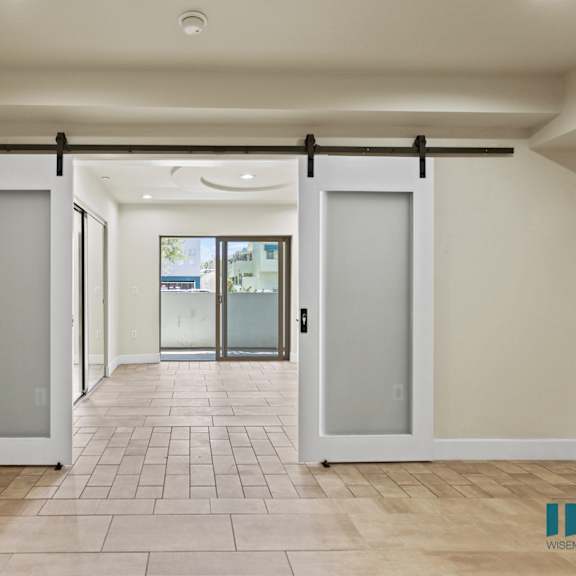 sliding doors leading to bedroom