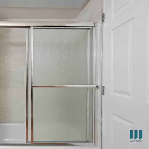 shower bath with sliding glass door