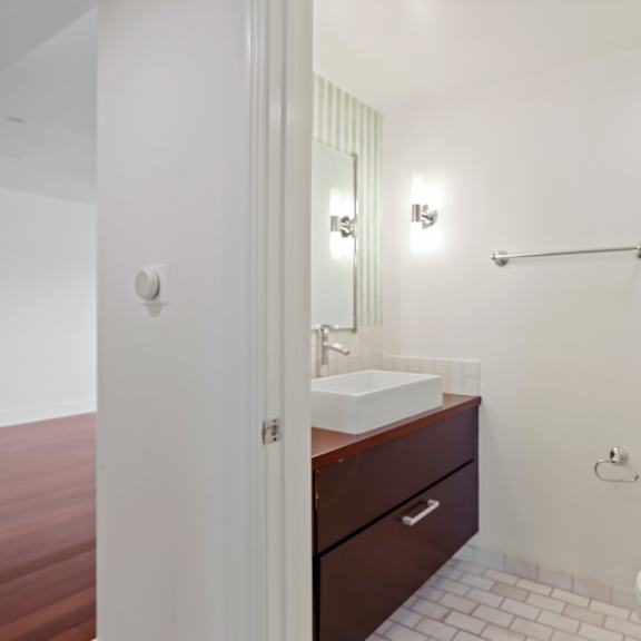hall bathroom with vanity