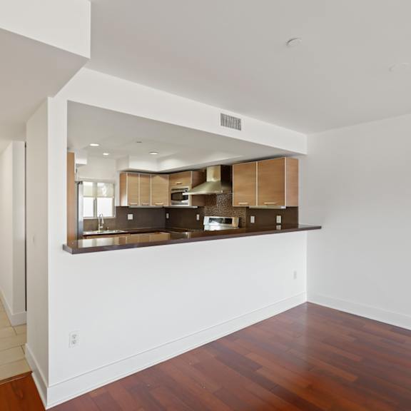 front entry and kitchen