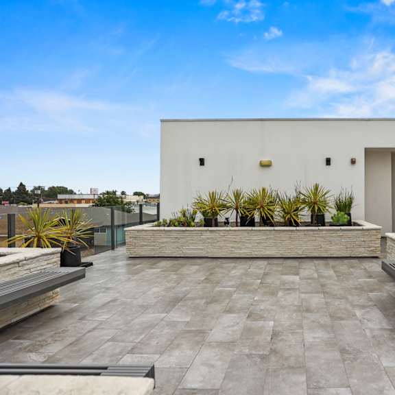 rooftop terrace with seating area