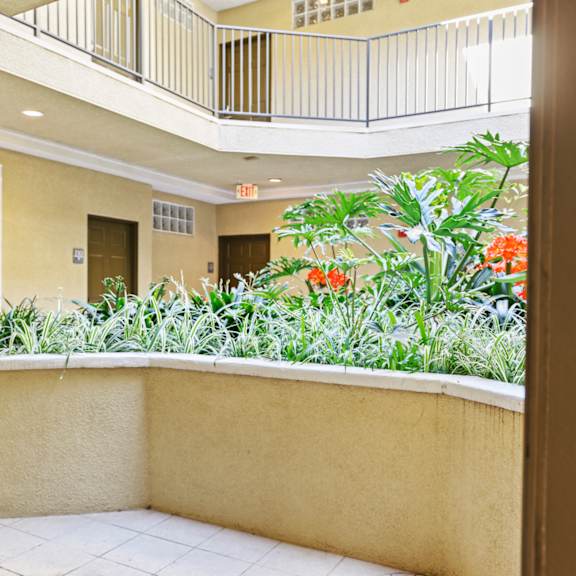 courtyard facing apartment patio