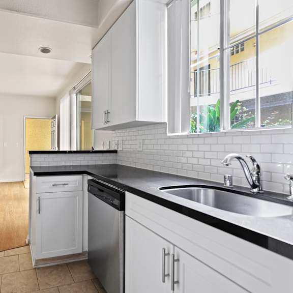 kitchen with large-size sink and dishwasher