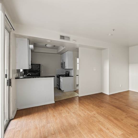 full-equipped kitchen in studio apartment