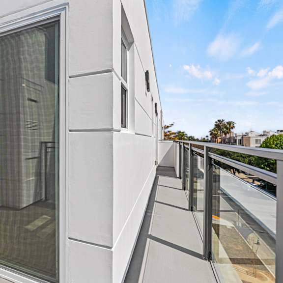 a view of the balcony from the living room
