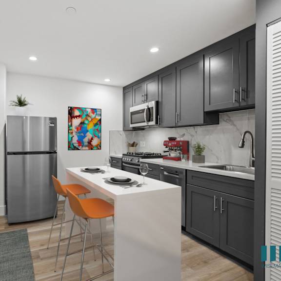 kitchen with stainless-steel refrigerator, stove, and dishwasher
