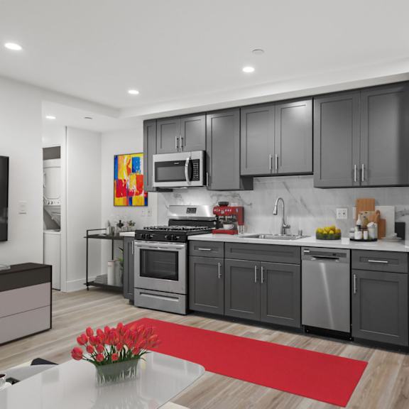 kitchen with stainless-steel refrigerator, stove, and dishwasher