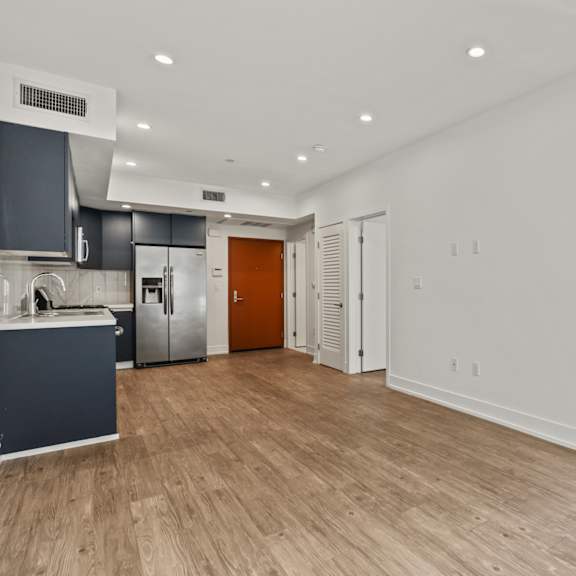 open-concept floor plan with patio