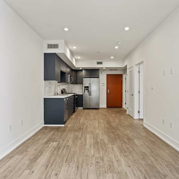 open-concept kitchen and dining area