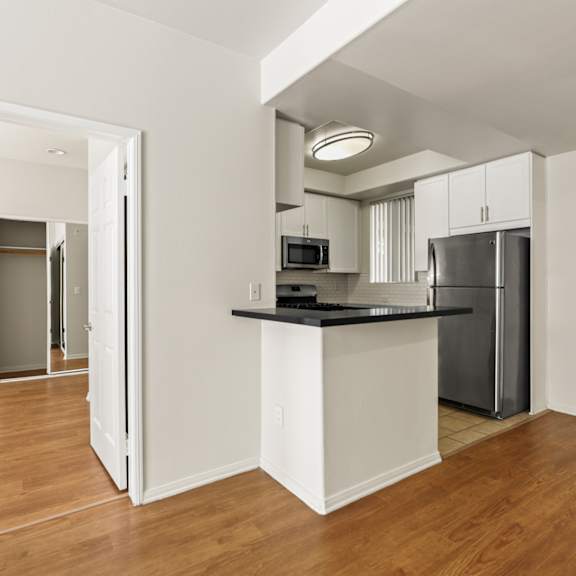 kitchen and entrance to a bedroom