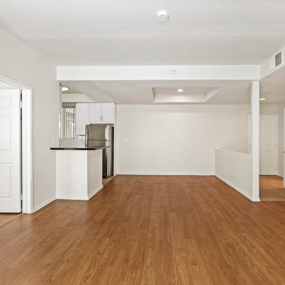 living and dining room space with vinyl flooring