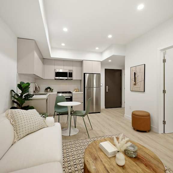 living room, dining area, and kitchen
