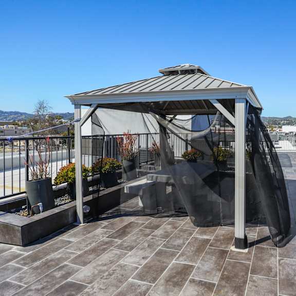 rooftop terrace with pergola at gramercy park by wiseman, california, 90004