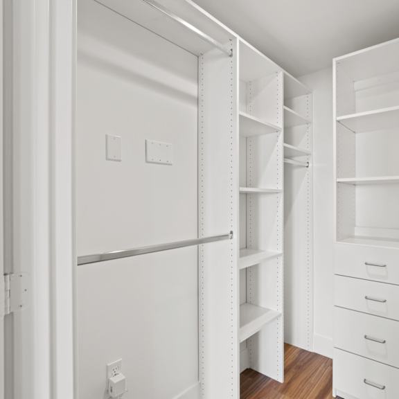 closet with built-in organizers at gramercy park by wiseman, california