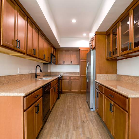 full-size kitchen with ample cabinet storage
