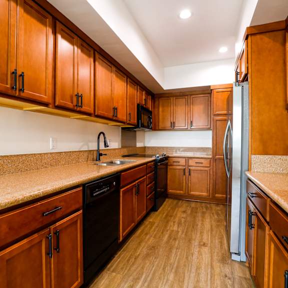 full-size kitchen with ample cabinet storage