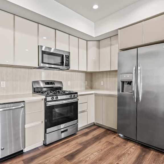 kitchen with energy-efficient appliances and ample cabinet storage