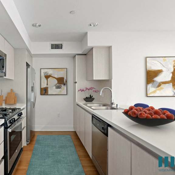 kitchen with energy-efficient appliances and ample cabinet storage