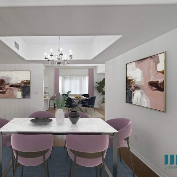 dining room with chandelier and vinyl flooring