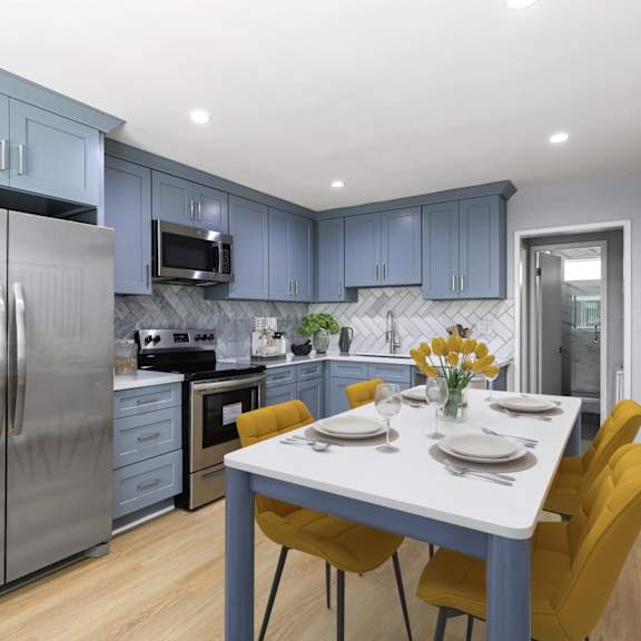 open-concept kitchen and dining room