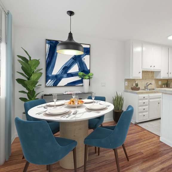 open-concept kitchen and dining space