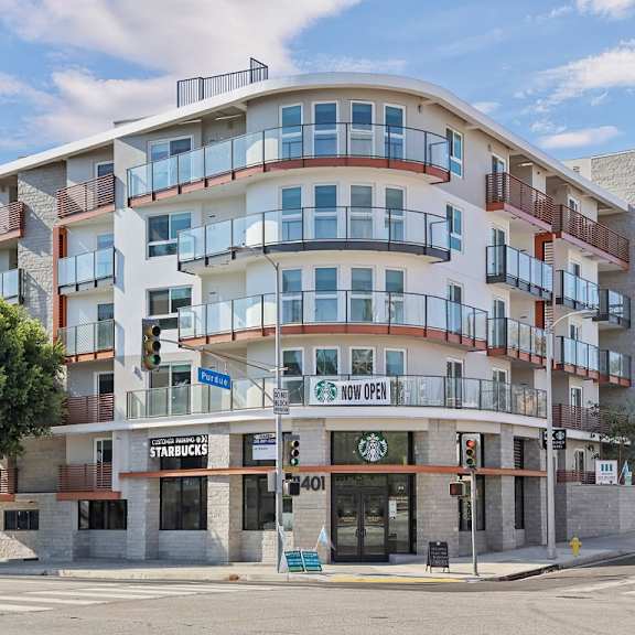 residential apartment building with a starbucks