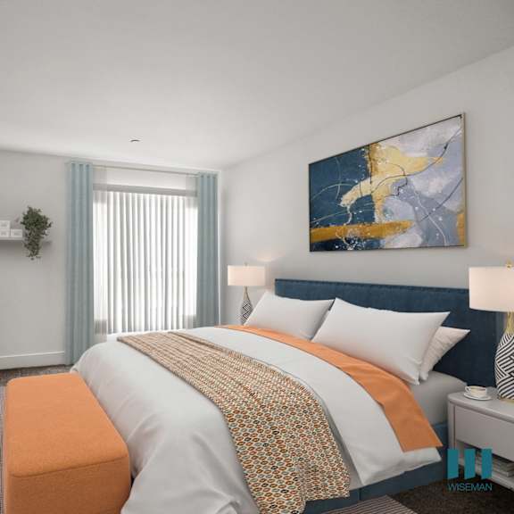 bedroom with mirrored closet and patio