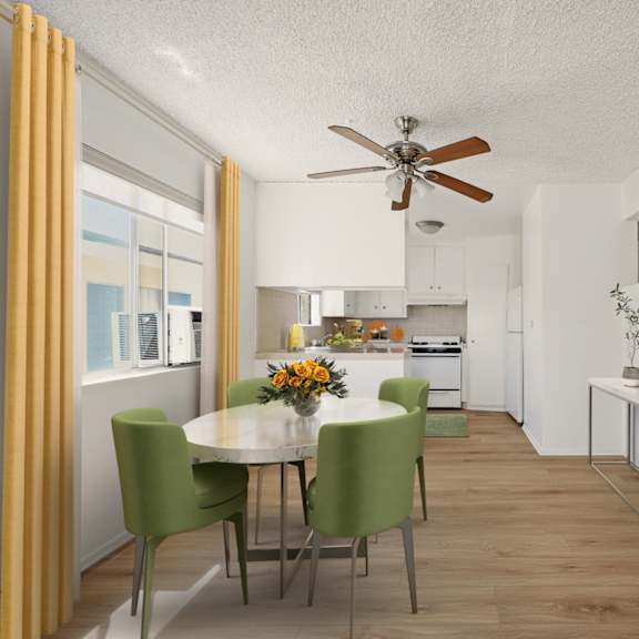 kitchen and dining area