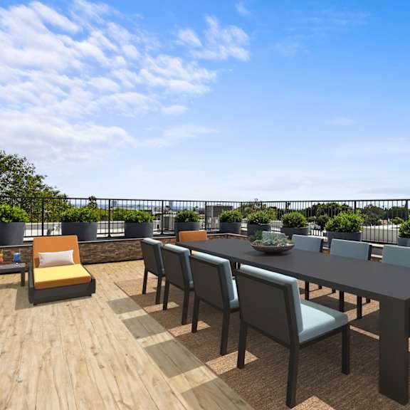 rooftop terrace with large-size dining table
