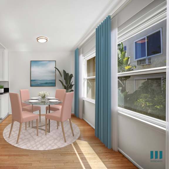 dining room with large-size windows and vinyl flooring