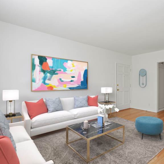 spacious living room with hardwood flooring