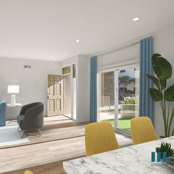 dining, living room, and patio