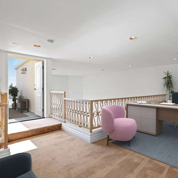upper-level loft area with large-size outdoor area