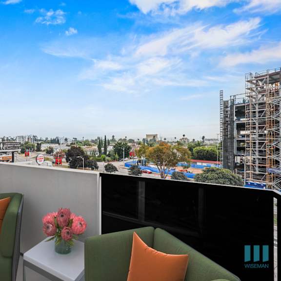 patio with views of the city at ogden garden by wiseman, california, 90036