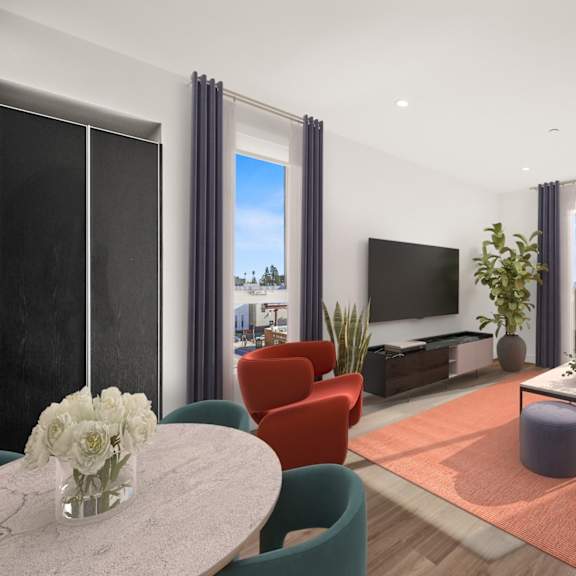 dining area with living room space at ogden garden by wiseman, california