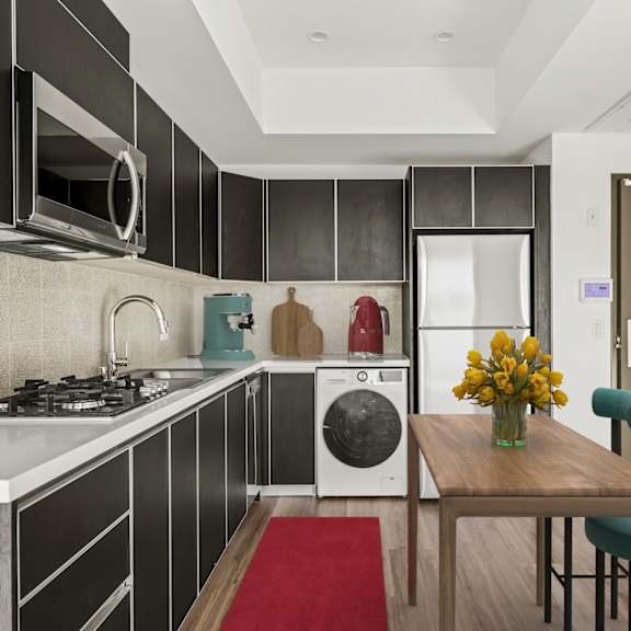 open-concept kitchen at ogden garden by wiseman, los angeles, 90036
