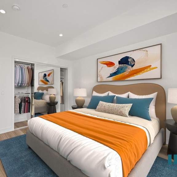 spacious bedroom with closet at ogden garden by wiseman, los angeles, ca