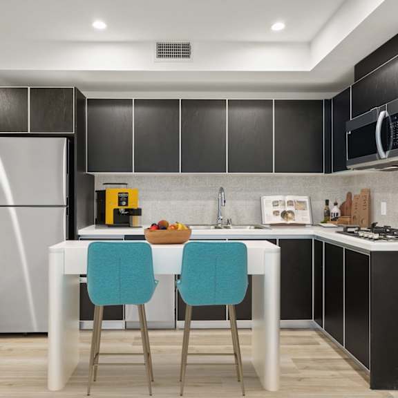spacious full size kitchen at ogden garden by wiseman, los angeles, ca, 90036