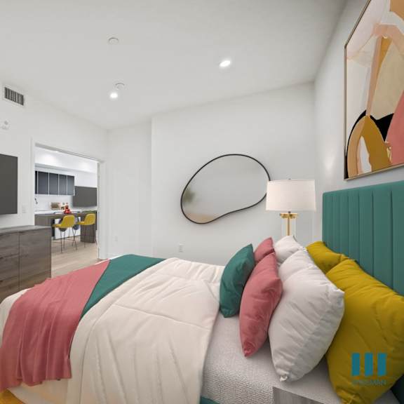 beautiful bright bedroom at ogden garden by wiseman, los angeles, 90036
