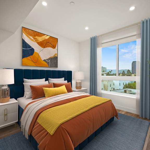 gorgeous bedroom at ogden garden by wiseman, los angeles, ca